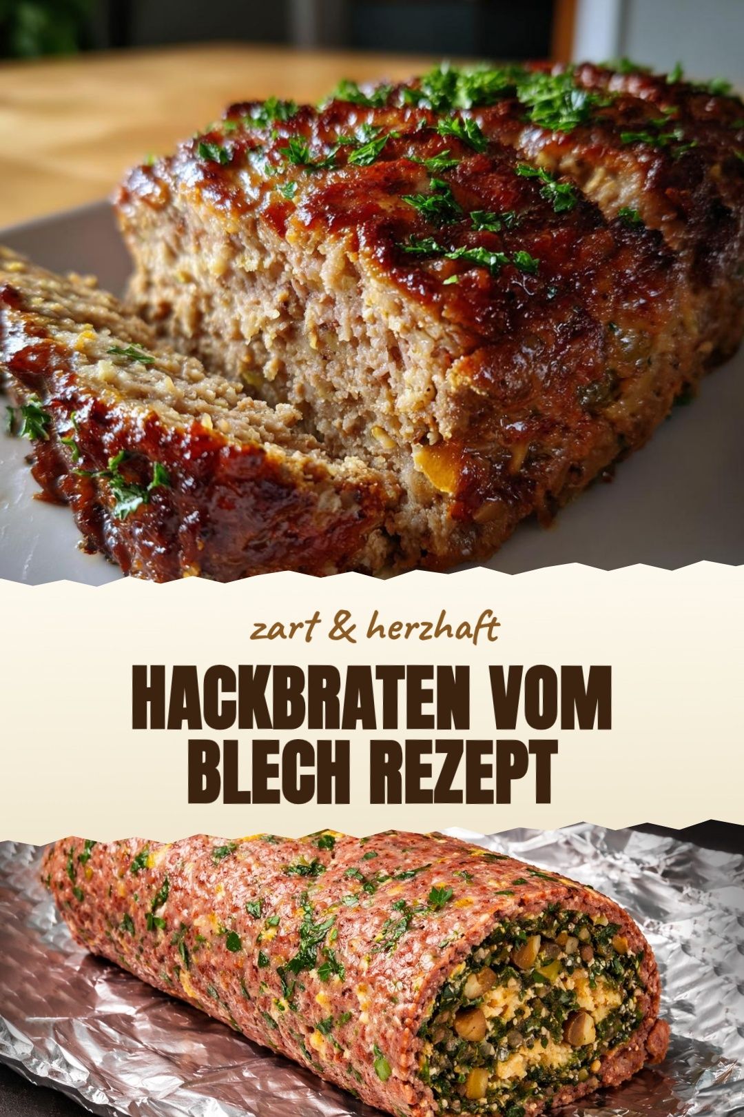 Hackbraten vom Blech Rezept fertig zubereitet