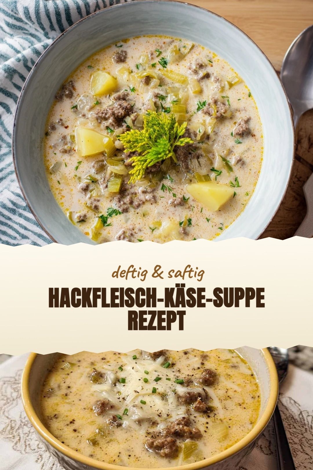 Hackfleisch-Käse-Suppe Rezept fertig zubereitet