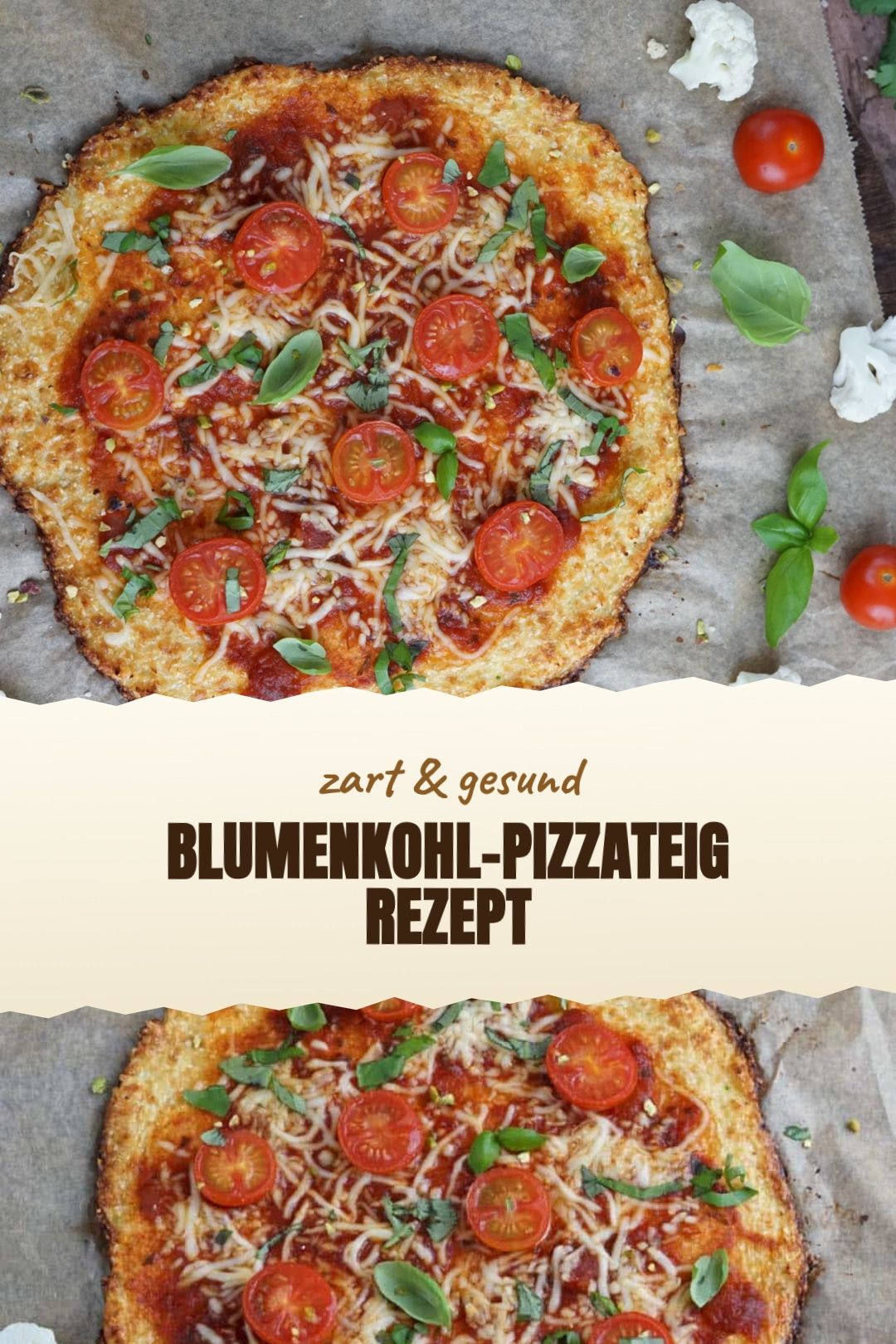 Blumenkohl-Pizzateig Rezept mit Blumenkohl als Pizzaboden