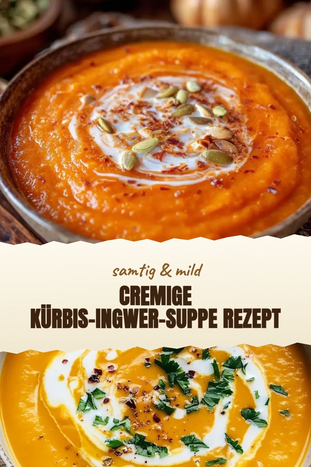 Kürbis-Ingwer-Suppe Rezept mit Hokkaido-Kürbis