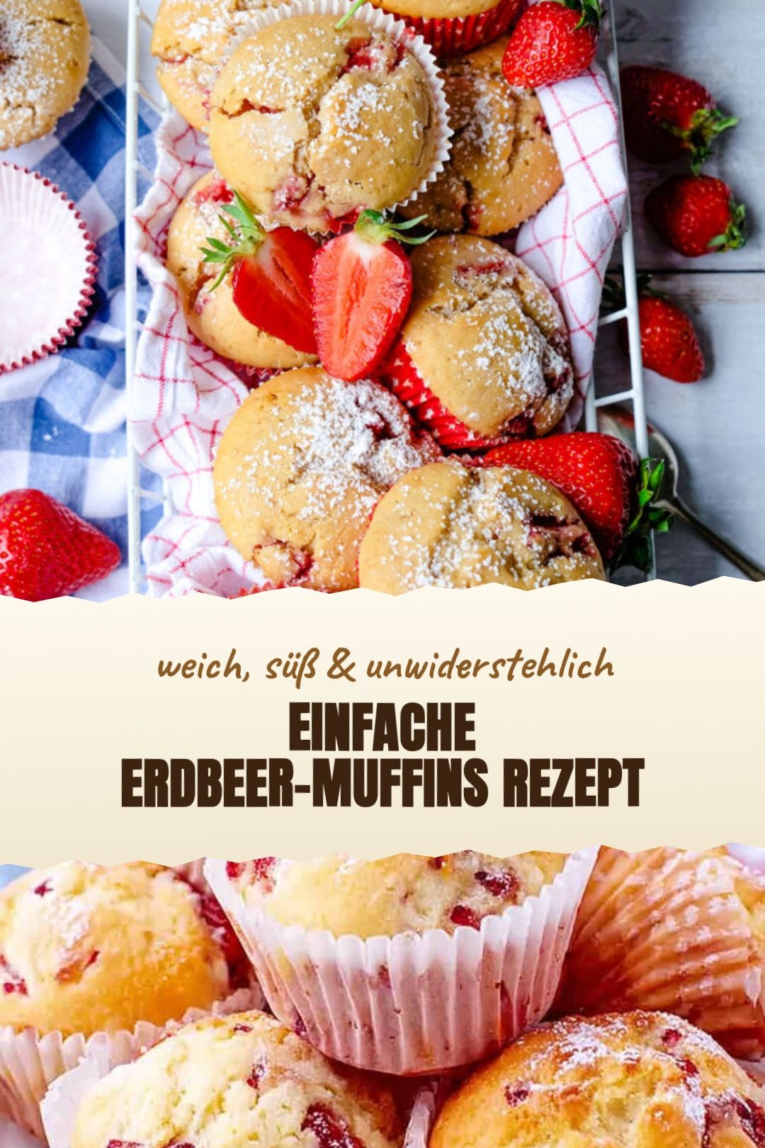 Erdbeer-Muffins Rezept mit frische Erdbeeren