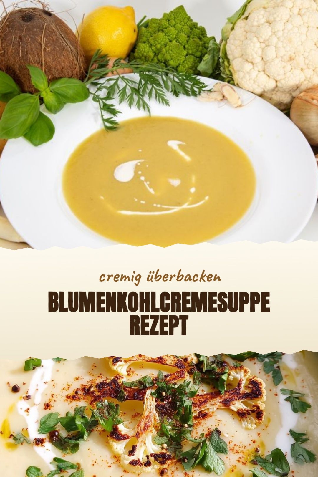 Blumenkohlcremesuppe Rezept – fertig zubereitet und serviert