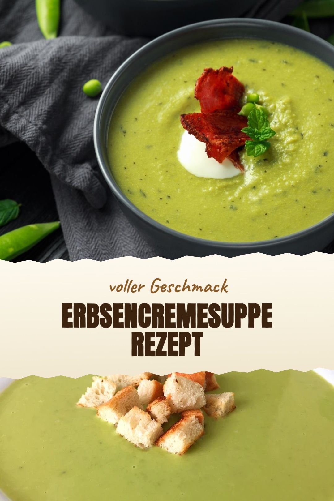Erbsencremesuppe Rezept – fertig zubereitet und serviert