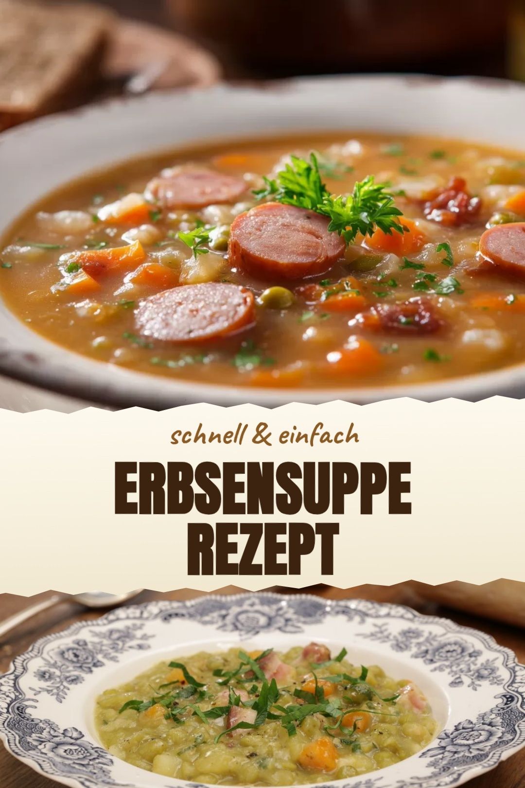 Erbsensuppe Rezept – fertig zubereitet und serviert