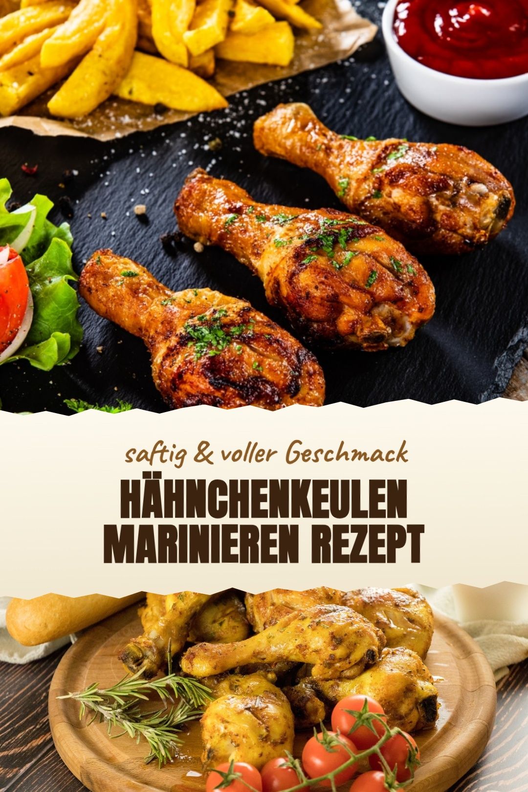 Hähnchenkeulen marinieren Rezept – fertig zubereitet und serviert