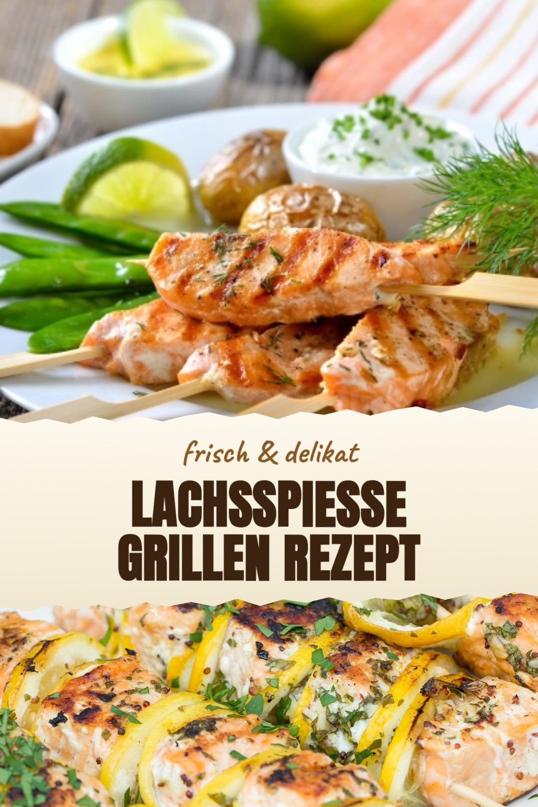 Lachsspieße grillen Rezept – fertig zubereitet und serviert