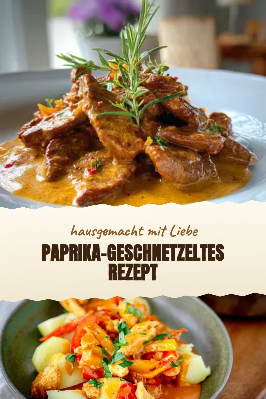 Paprika-Geschnetzeltes Rezept – fertig zubereitet und serviert