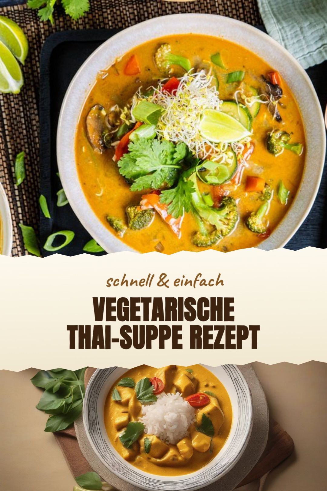 Vegetarische Thai-Suppe Rezept – fertig zubereitet und serviert