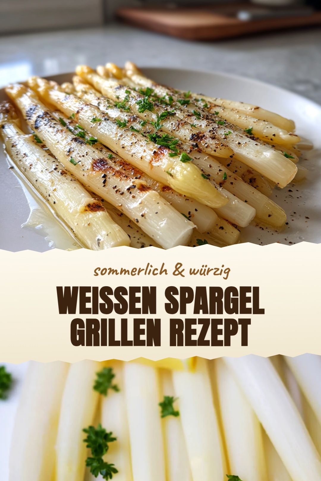 Weißen Spargel grillen Rezept – fertig zubereitet und serviert