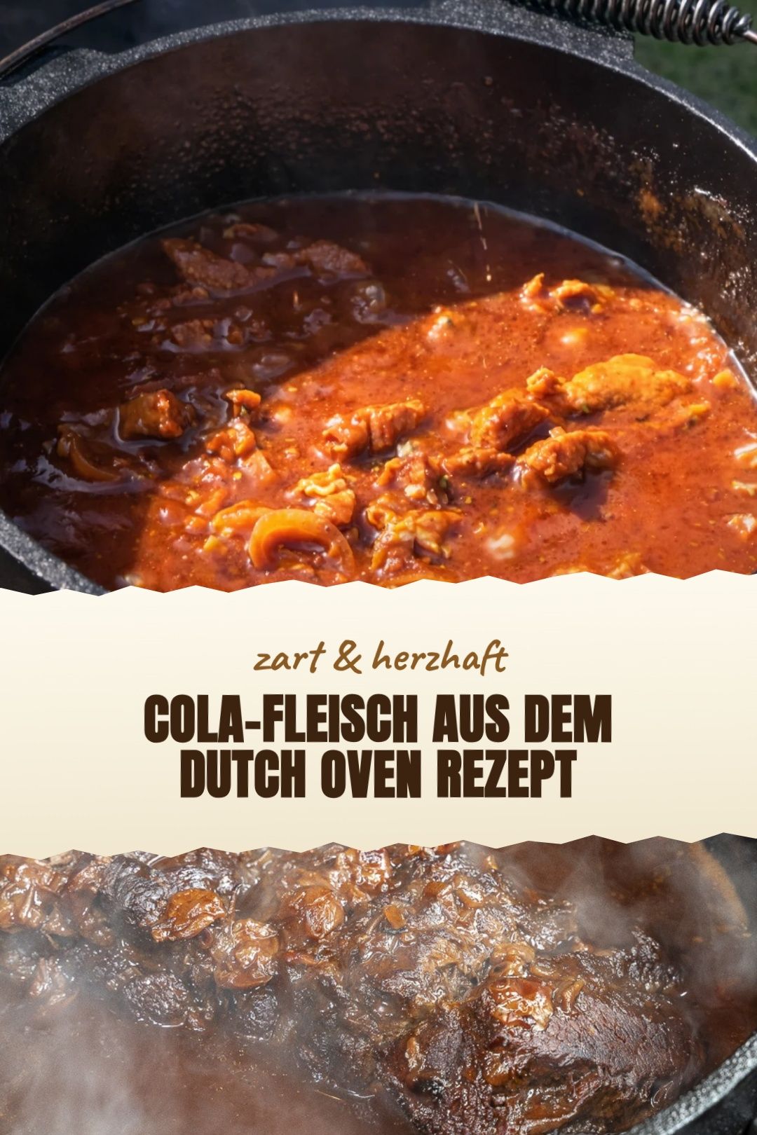 Langsam geschmortes Cola-Rindfleisch mit BBQ-Sauce frisch angerichtet