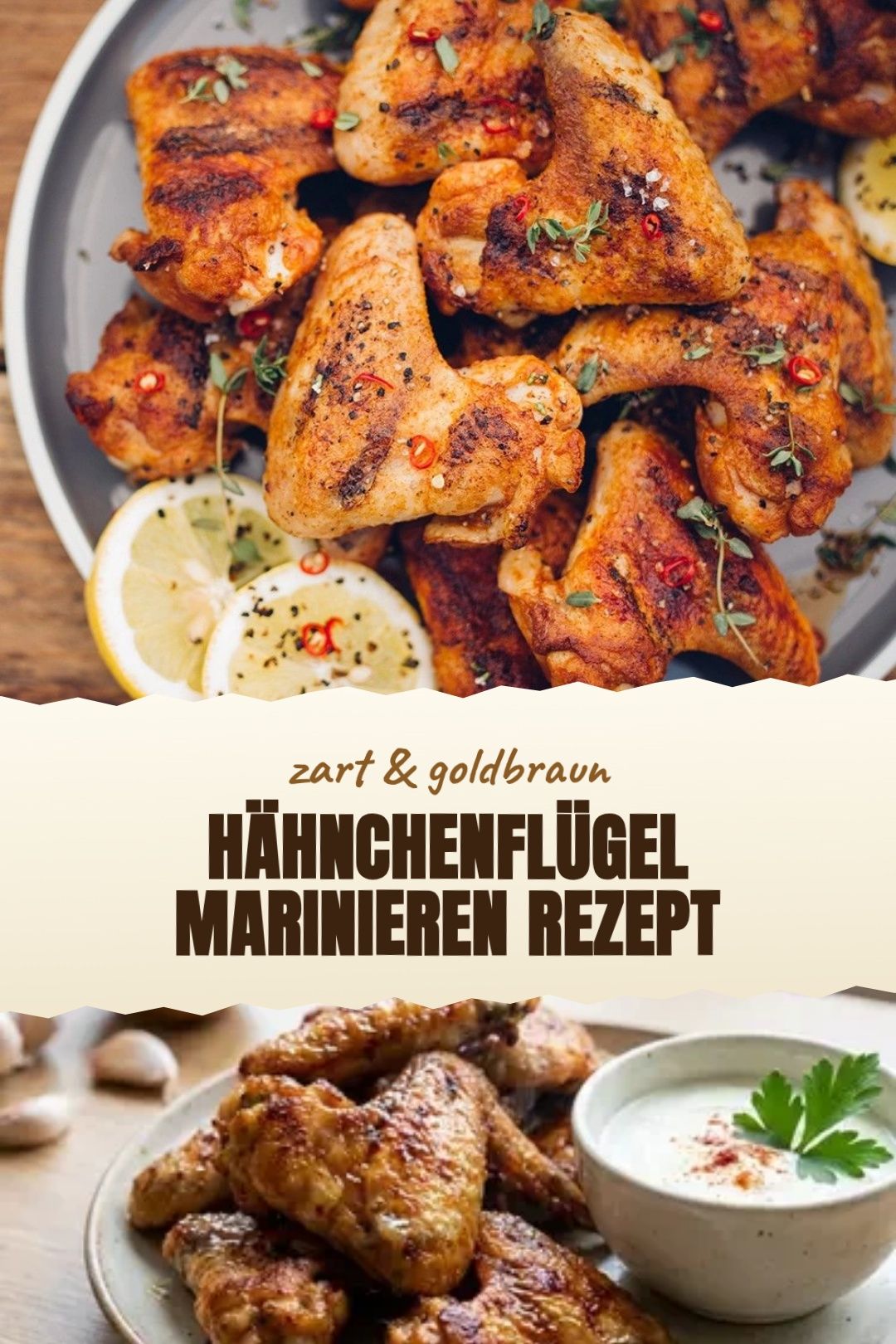 Honig-Paprika-Marinade für knusprige Hähnchenflügel frisch angerichtet