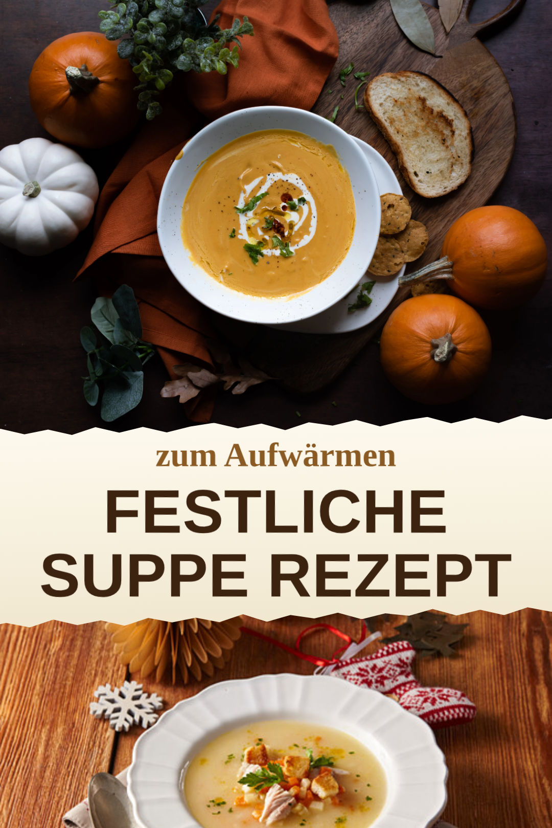 Festliche Suppe, selbst zubereitet und servierfertig