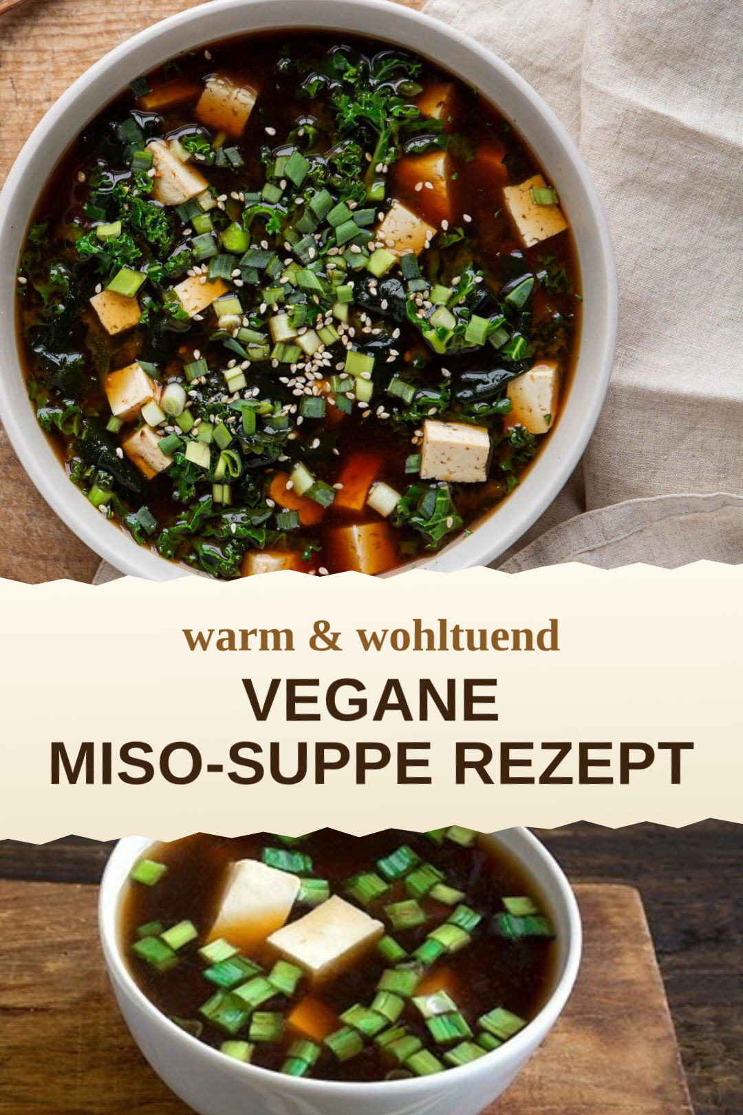 Vegane Miso-Suppe, selbst zubereitet und servierfertig