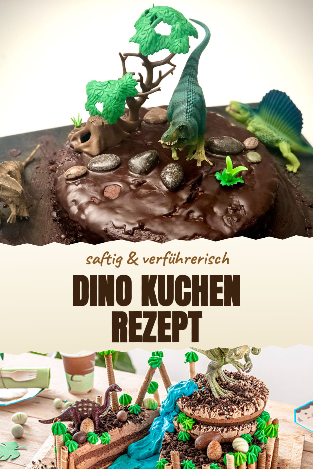 Dino-Geburtstagskuchen mit grüner Creme