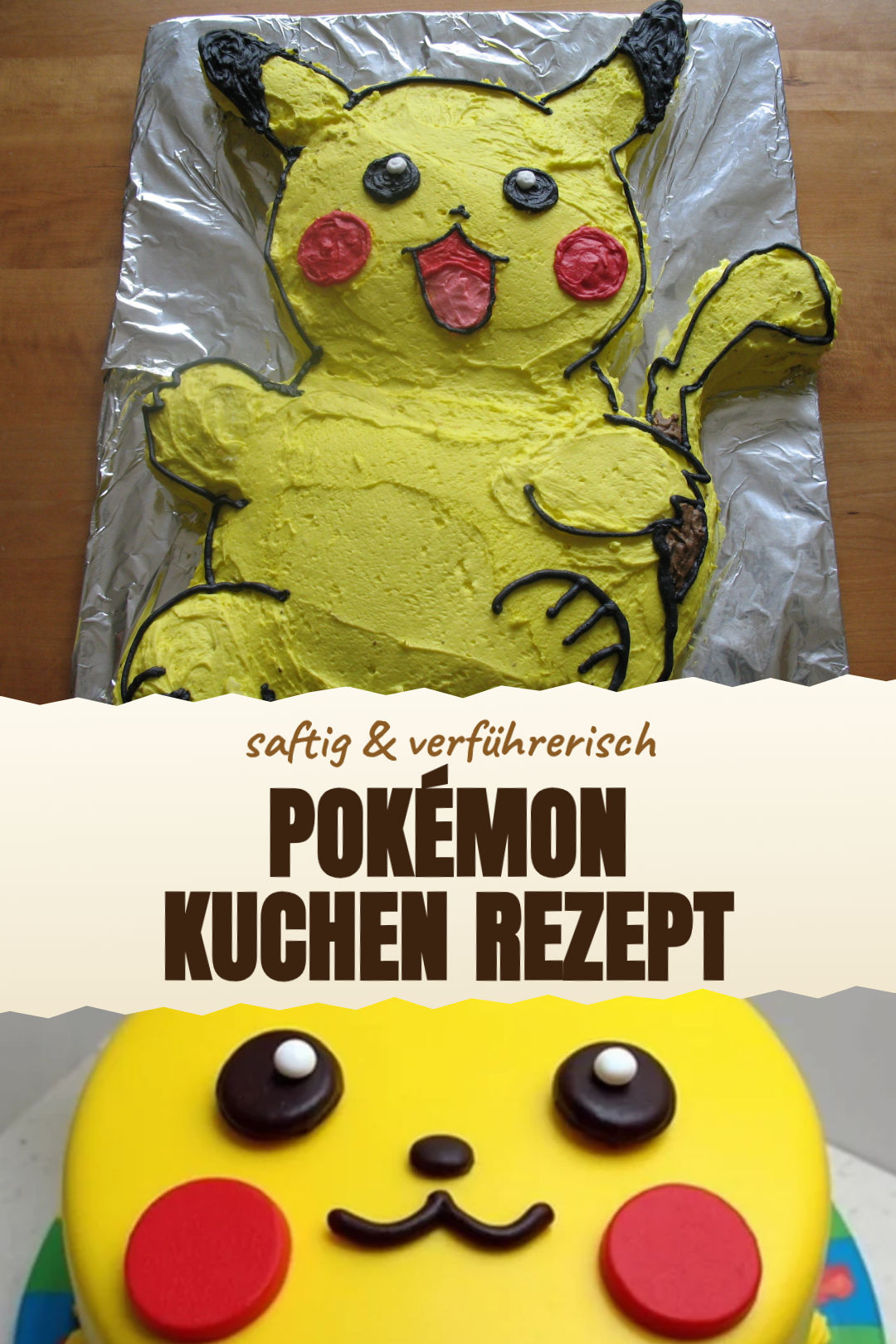 Pokémon-Kuchen mit Pokéball-Dekoration
