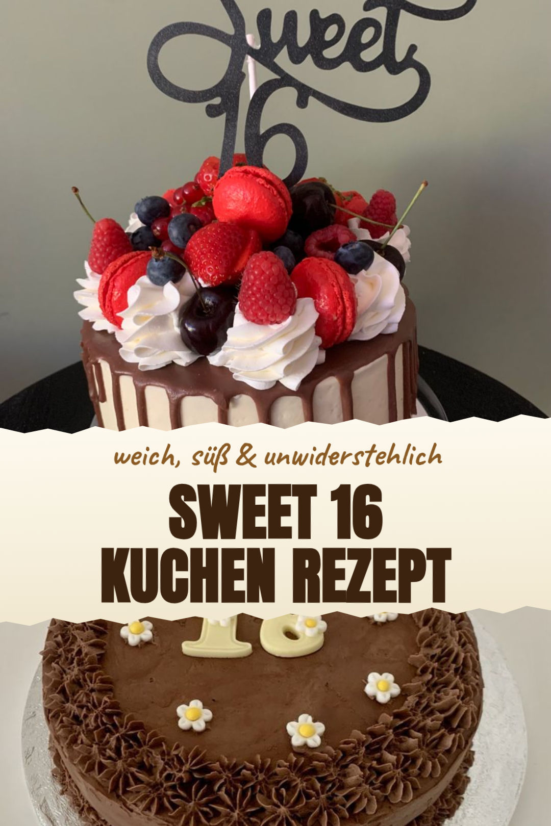 Sweet-16-Torte mit rosa Vanillecreme