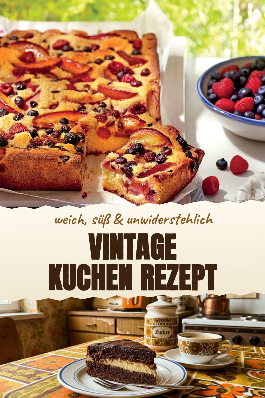 Vintage-Kuchen mit Vanillecreme und Spritzrand