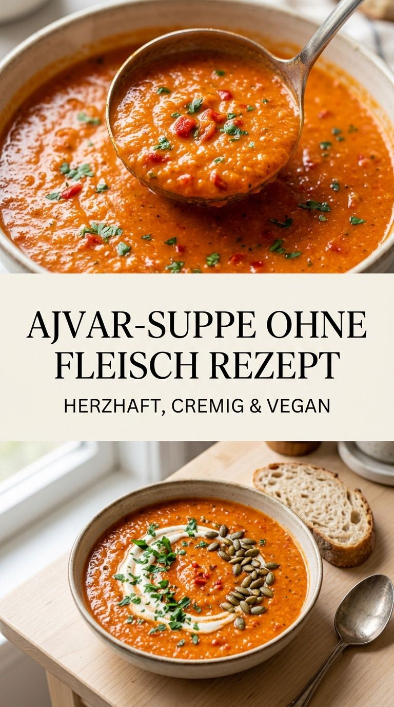 Ajvar-Suppe Rezept – cremige Ajvar-Suppe mit Kartoffeln und Paprika