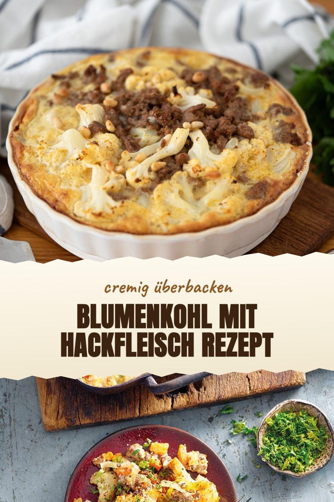 Blumenkohl mit Hackfleisch Rezept – eine würzige Blumenkohl-Hackfleisch-Pfanne mit Tomate, Knoblauch und Kräutern