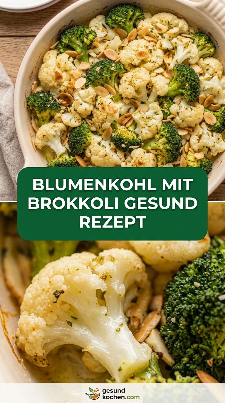 Blumenkohl mit Brokkoli als cremiger Käse-Auflauf