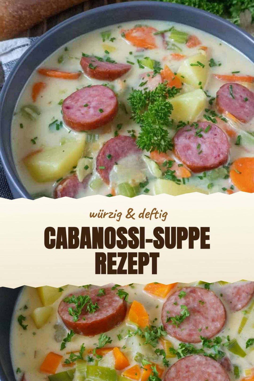Cabanossi-Suppe Rezept – eine kräftige Cabanossi-Suppe mit Kartoffeln, Paprika und Tomate