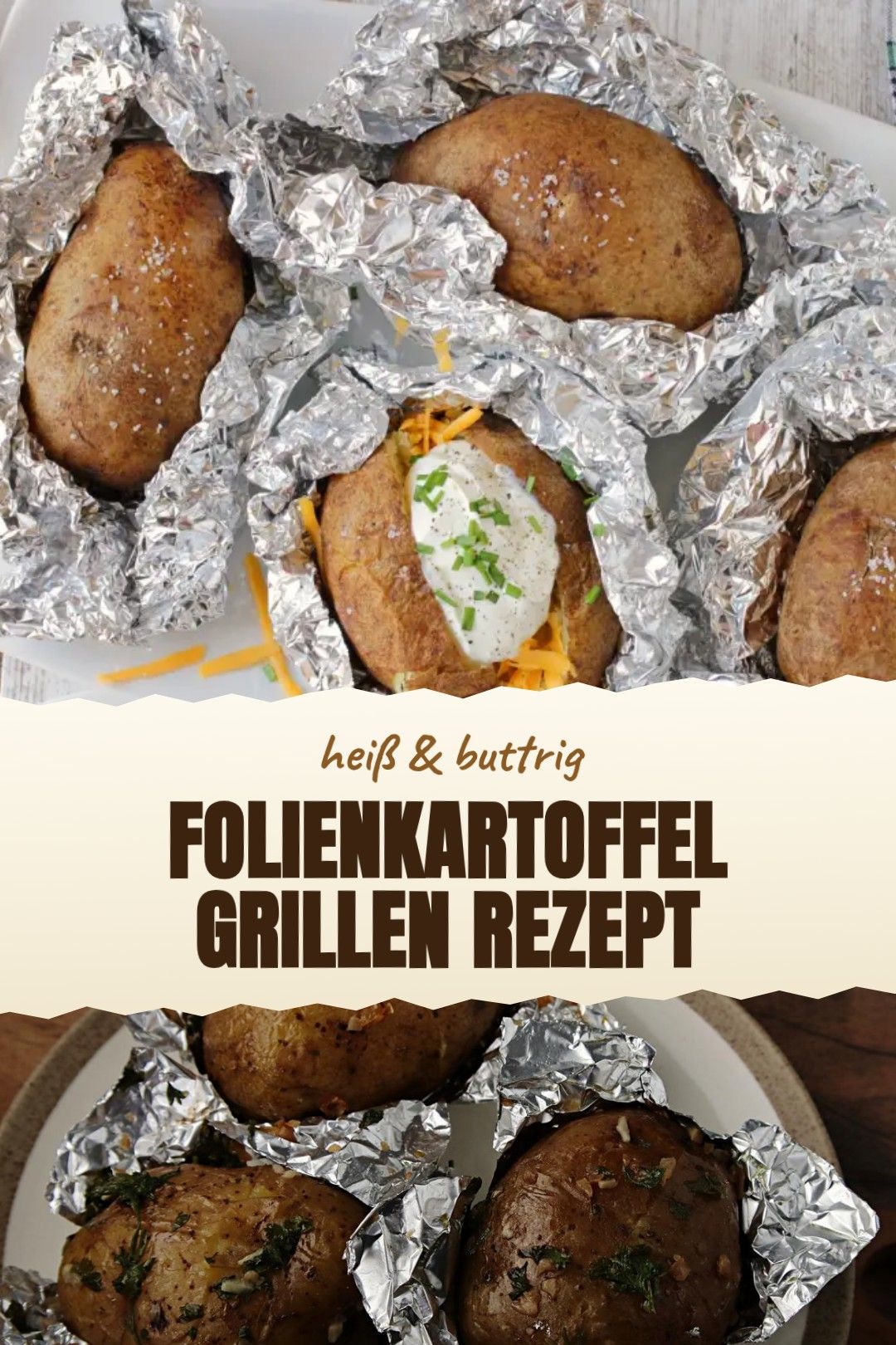 Folienkartoffel grillen Rezept – große Folienkartoffeln vom Grill mit cremigem Kräuterquark