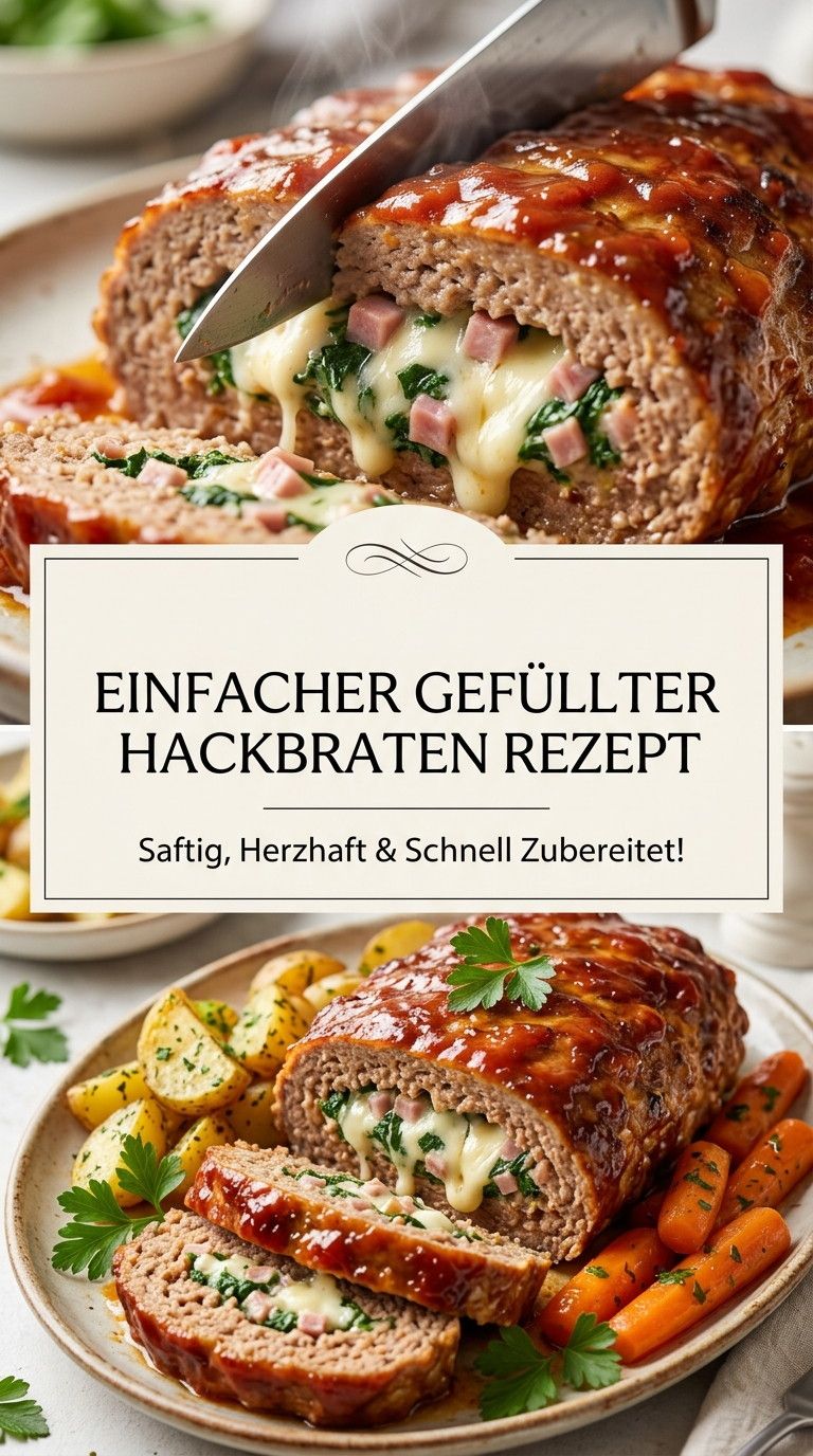 Gefüllter Hackbraten mit Spinat und Feta