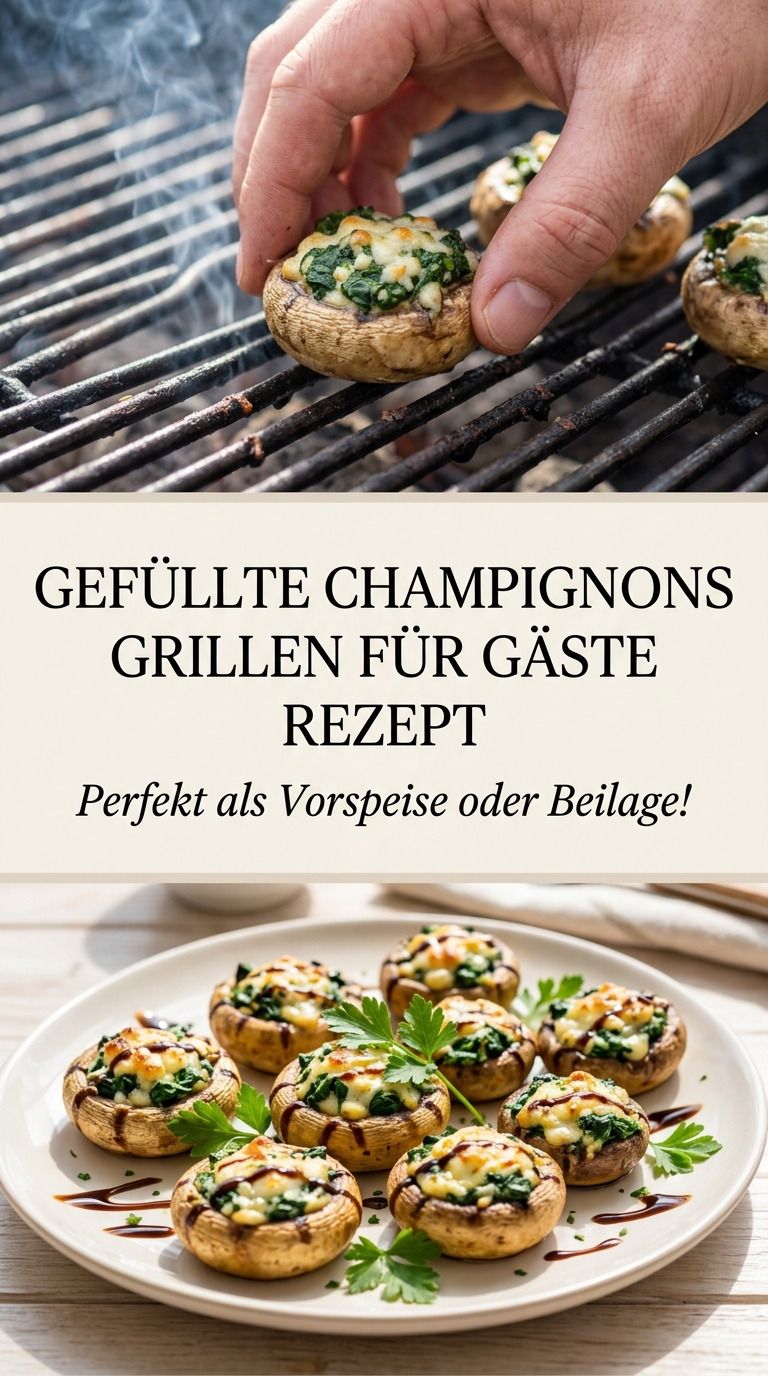 Gefüllte Champignons grillen mit Frischkäse und Kräutern
