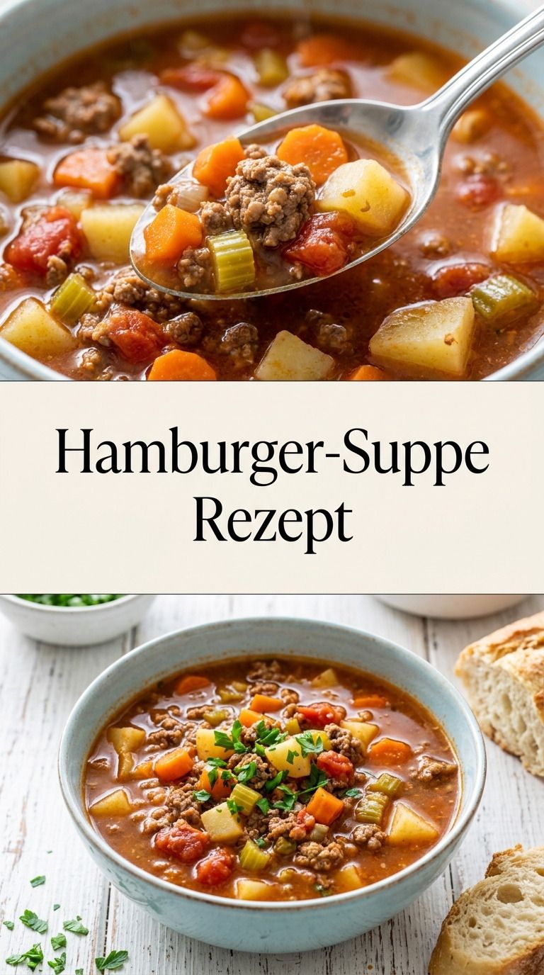 Hamburger-Suppe Rezept – deftige Hackfleisch-Gemüse-Suppe mit Burger-Aromen