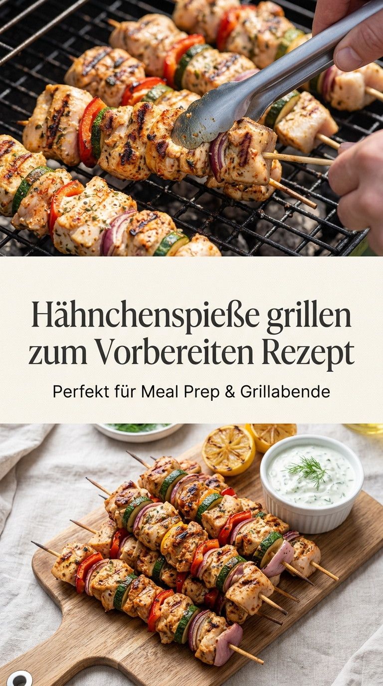 Hähnchenspieße grillen Rezept – saftige Hähnchen-Gemüse-Spieße mit Zitronen-Senf-Marinade