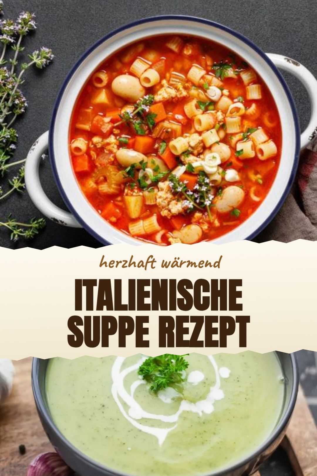 Italienische Suppe Rezept – eine Minestrone mit weißen Bohnen, Zucchini, Sellerie, Tomaten und kleinen Nudeln