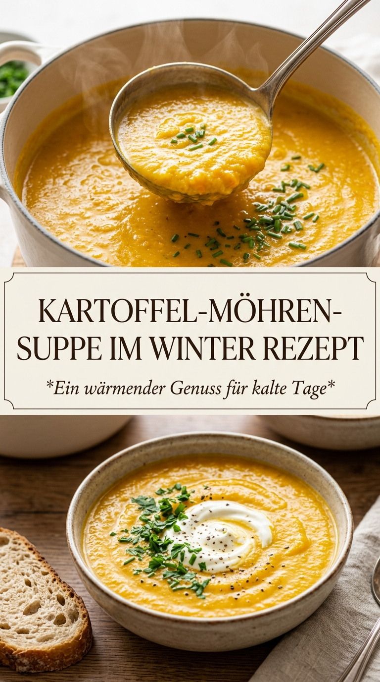 Kartoffel-Möhren-Suppe mit Majoran und cremiger Konsistenz