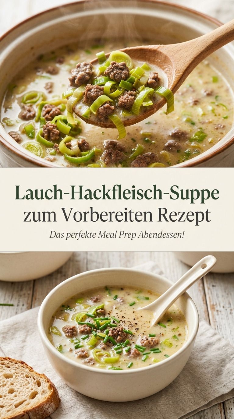 Cremige Lauch-Hackfleisch-Suppe mit Kartoffeln