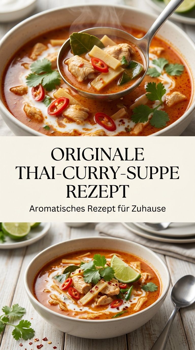 Thai-Curry-Suppe mit Gemüse, Kokosmilch und roter Currypaste
