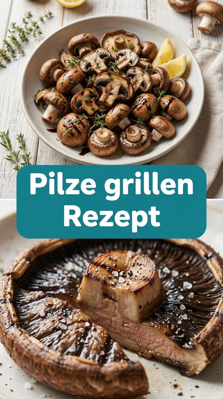 Pilze grillen Rezept – gegrillte Champignons mit Knoblauch-Kräuter-Öl