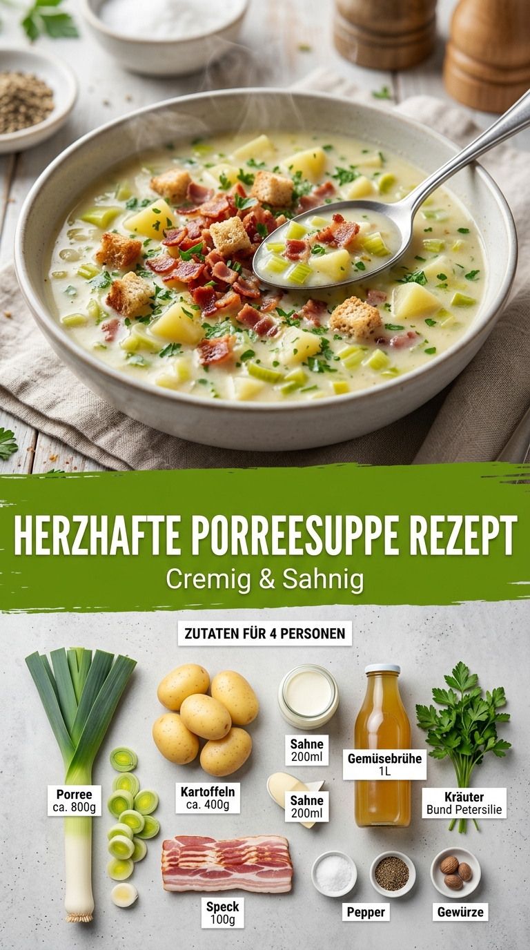 Cremige Porreesuppe mit Kartoffeln und Muskat