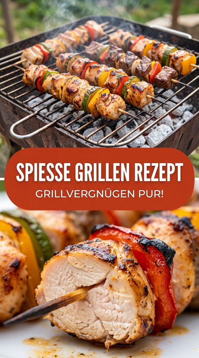 Spieße grillen Rezept – bunte Gemüse-Rind-Spieße mit Kräutermarinade
