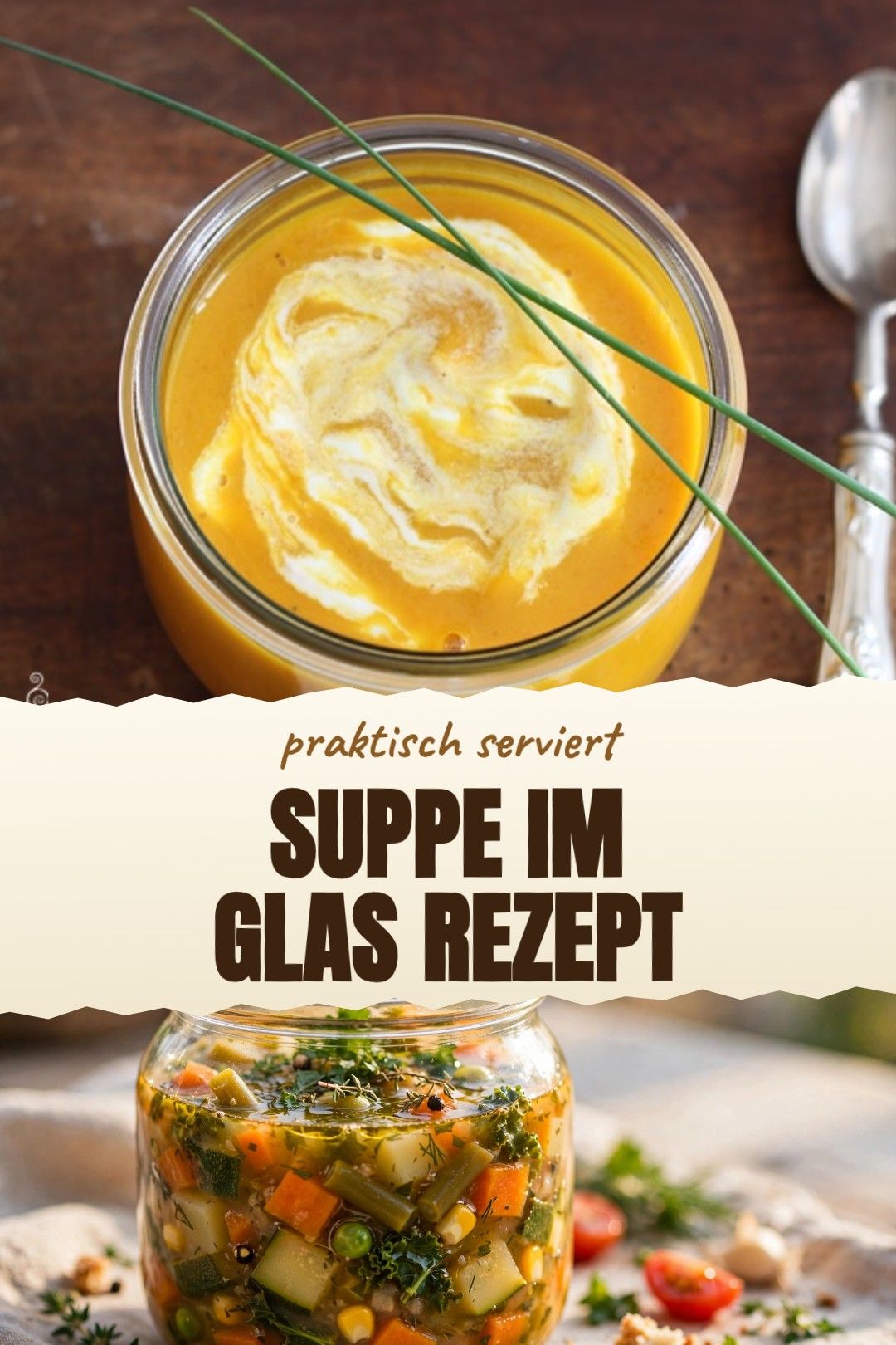 Suppe im Glas Rezept – eine vorbereitete Asia-Suppe im Glas mit Reisnudeln, Gemüse, Miso und Sesam