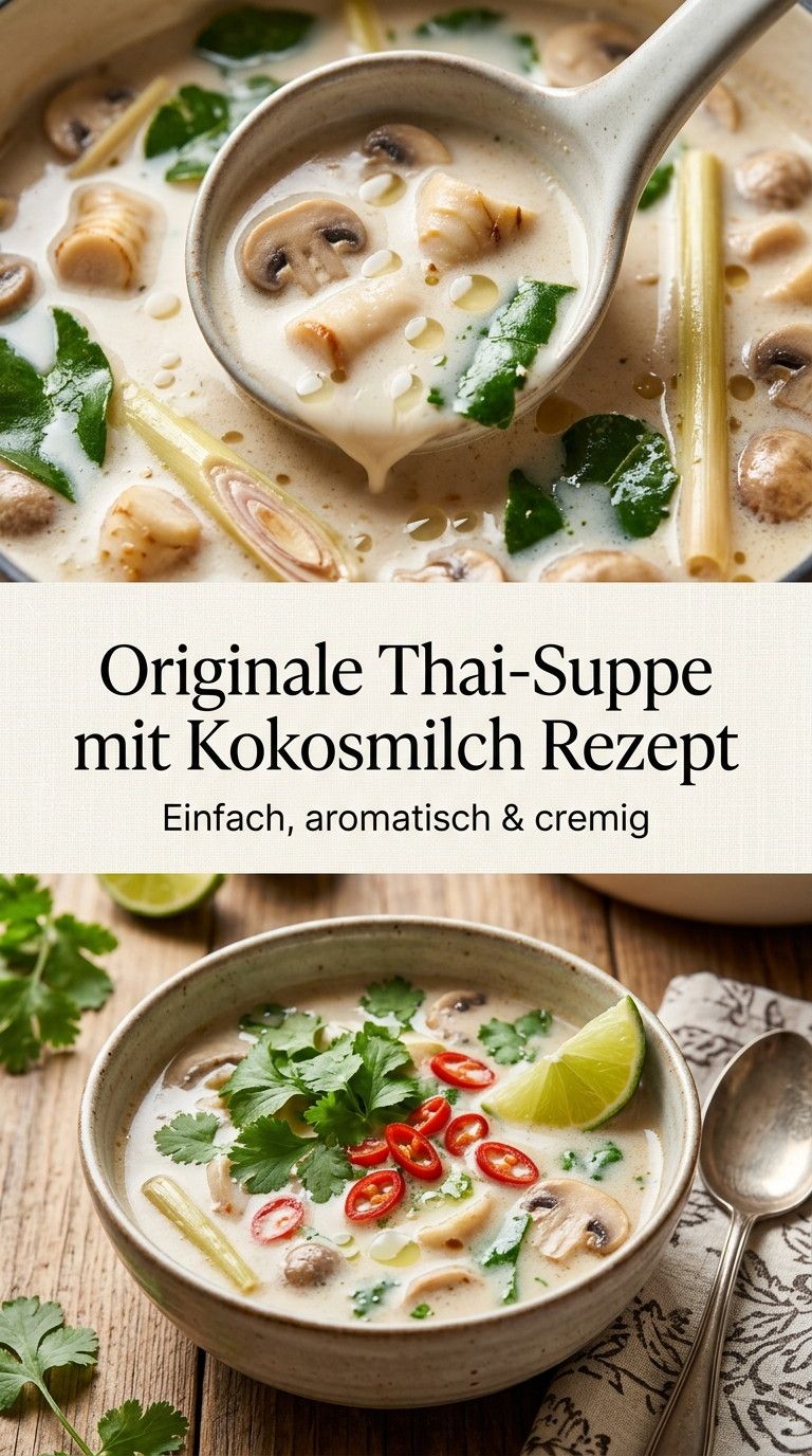 Thai-Suppe mit Kokosmilch, Pilzen und Pak Choi