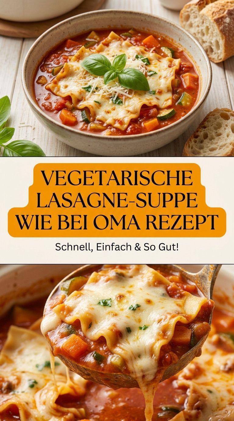 Vegetarische Lasagne-Suppe mit Linsen, Tomaten und Ricotta