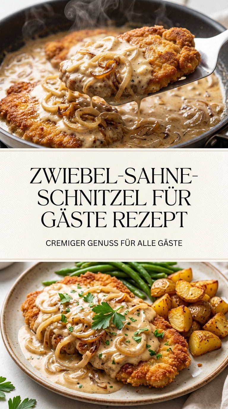 Zwiebel-Sahne-Schnitzel aus dem Ofen mit cremiger Sauce