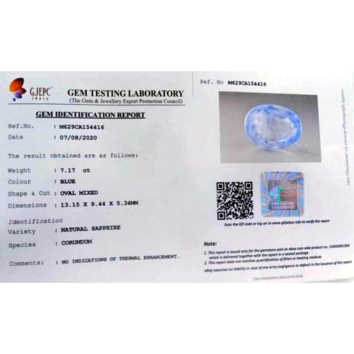 Blue Sapphire 7.17 Carat (8.00 Ratti) - Image 5