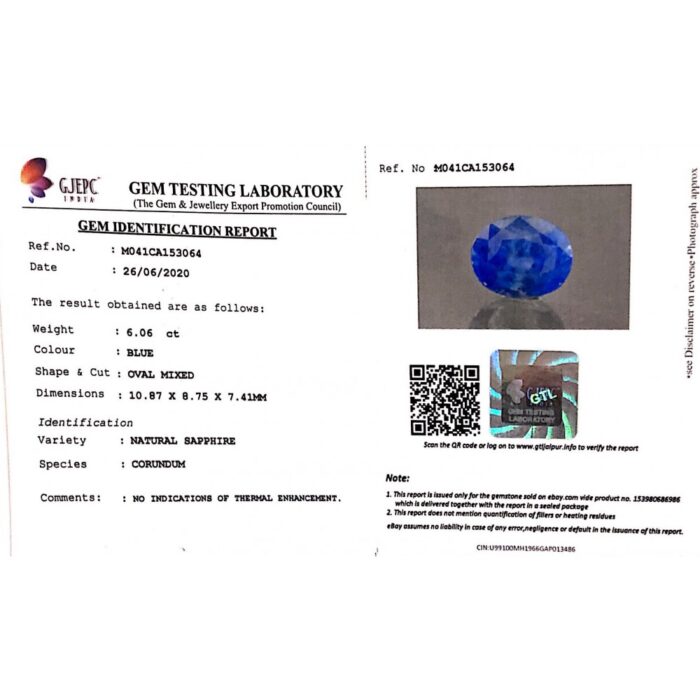 Blue Sapphire 6.06 Carat (6.73 Ratti) - Image 2