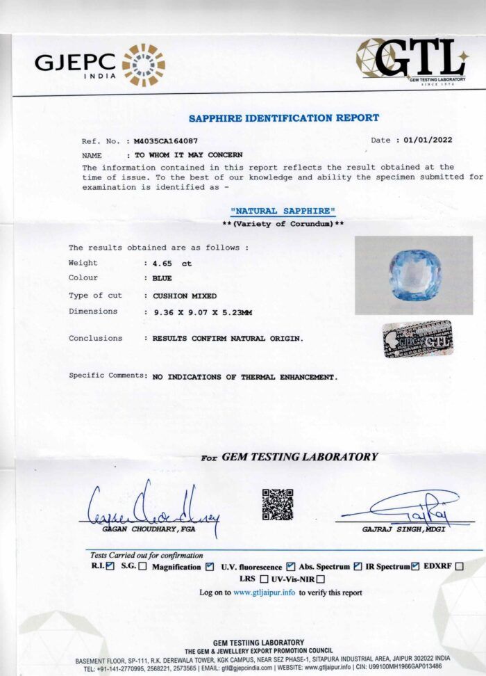 Blue Sapphire 4.65 Carat (5.11 Ratti) - Image 5