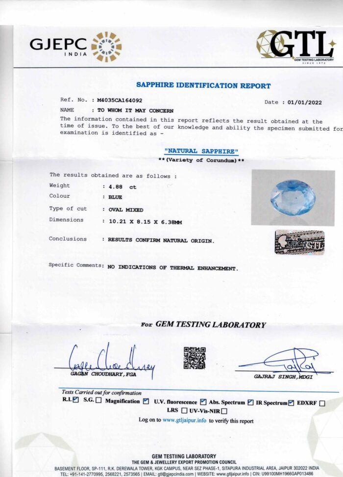 Blue Sapphire 4.88 Carat (5.36 Ratti) - Image 2