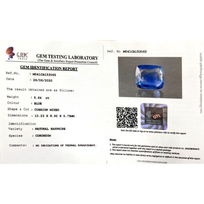 Blue Sapphire 5.64 Carat (6.26 Ratti) - Image 2