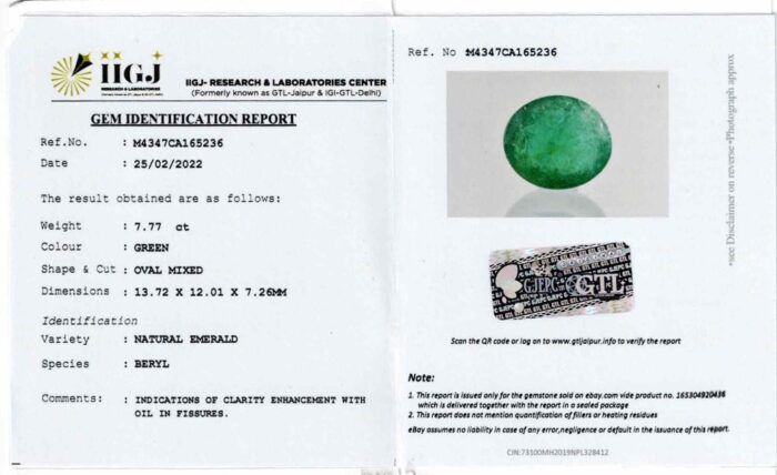 EMR122-1.jpg Emerald 7.77 Carat (8.54 Ratti) - Image 5