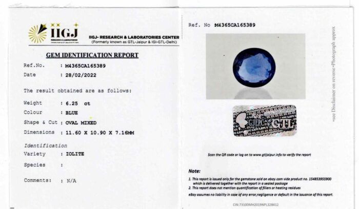 ILT21.jpg Iolite 6.25 Carat (6.87 Ratti) - Image 5