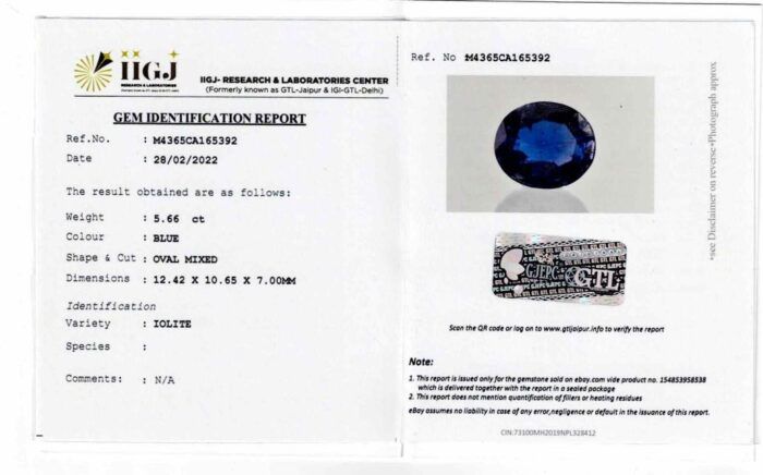 Iolite 5.66 Carat (6.23 Ratti) - Image 2