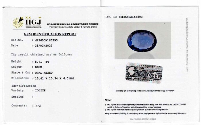 Iolite 5.71 Carat (6.28 Ratti) - Image 2